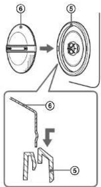 Technical diagram showing mechanical assembly steps with numbered components and directional arrows