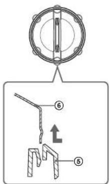 Technical diagram showing a mechanical assembly with labeled parts and directional arrows