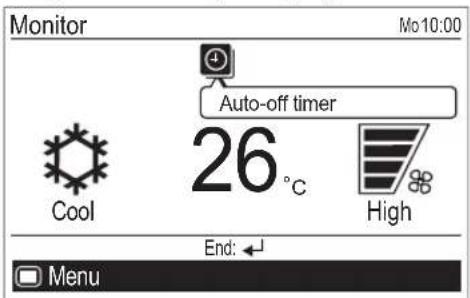Monitor Mo10:00 Auto-off timer 26°C High End: Menu