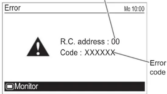 Error Mo 10:00 R.C. address : 00 Code : XXXXXX Error code Monitor
