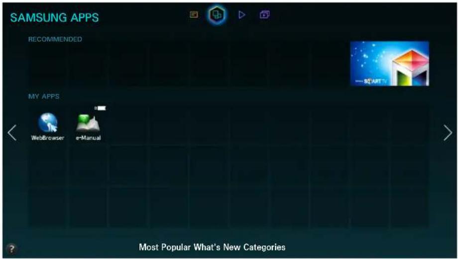 SAMSUNG APPS RECOMMENDED MY APPS WebBrowser e-Manual Most Popular What's New Categories