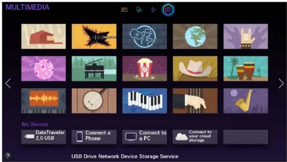 MULTIMEDIA My Devices DateTraveler 2.0 USB Connect a Phone Connect to a PC Connect to your cloud storage USB Drive Network Device Storage Service