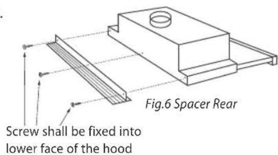 Screw shall be fixed into lower face of the hood Fig.6 Spacer Rear