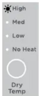 High • Med • Low • No Heat Dry Temp