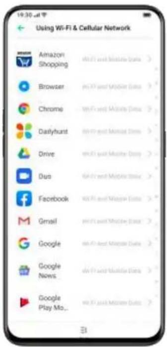 OPPO A12s - Apps Using Wi-Fi and Mobile Data - 1