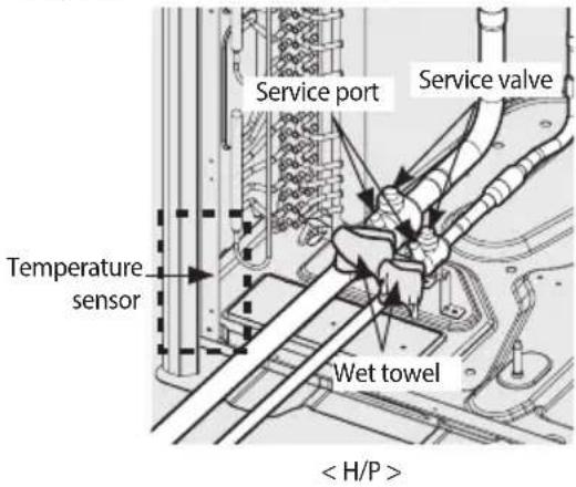 Service port Service valve Temperature sensor Wet towel < H/P >