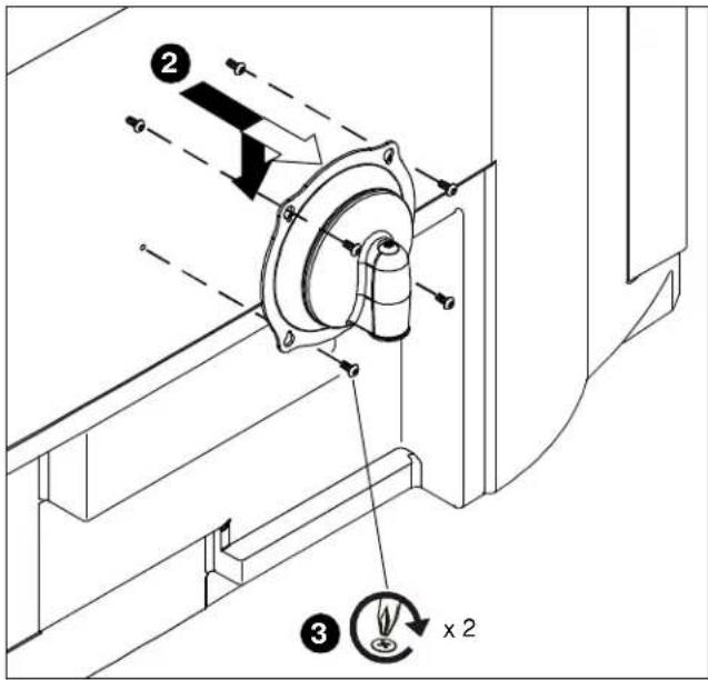Technical diagram showing mechanical assembly with labeled components and motion indicators
