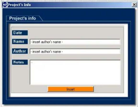 Project's Info Project's info Date Name - insert author's name - Author - insert author's name - Notes Insert