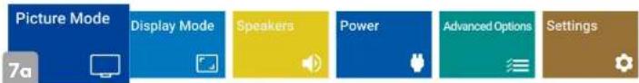 Picture Mode Display Mode Speakers Power Advanced Options Settings