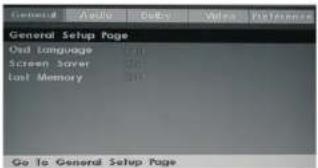 General Setup Page Ost Language Screen Server Last Memory Go to General Setup Page