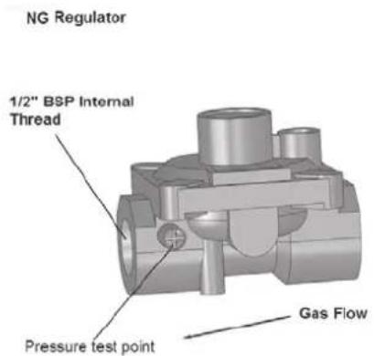 NG Regulator 1/2" BSP Internal Thread Pressure test point Gas Flow