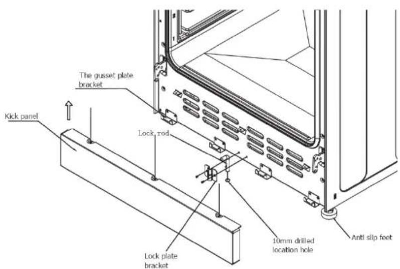 The gusset plate bracket Kick panel Lock rod 10mm drilled location hole Anti slip feet Lock plate bracket