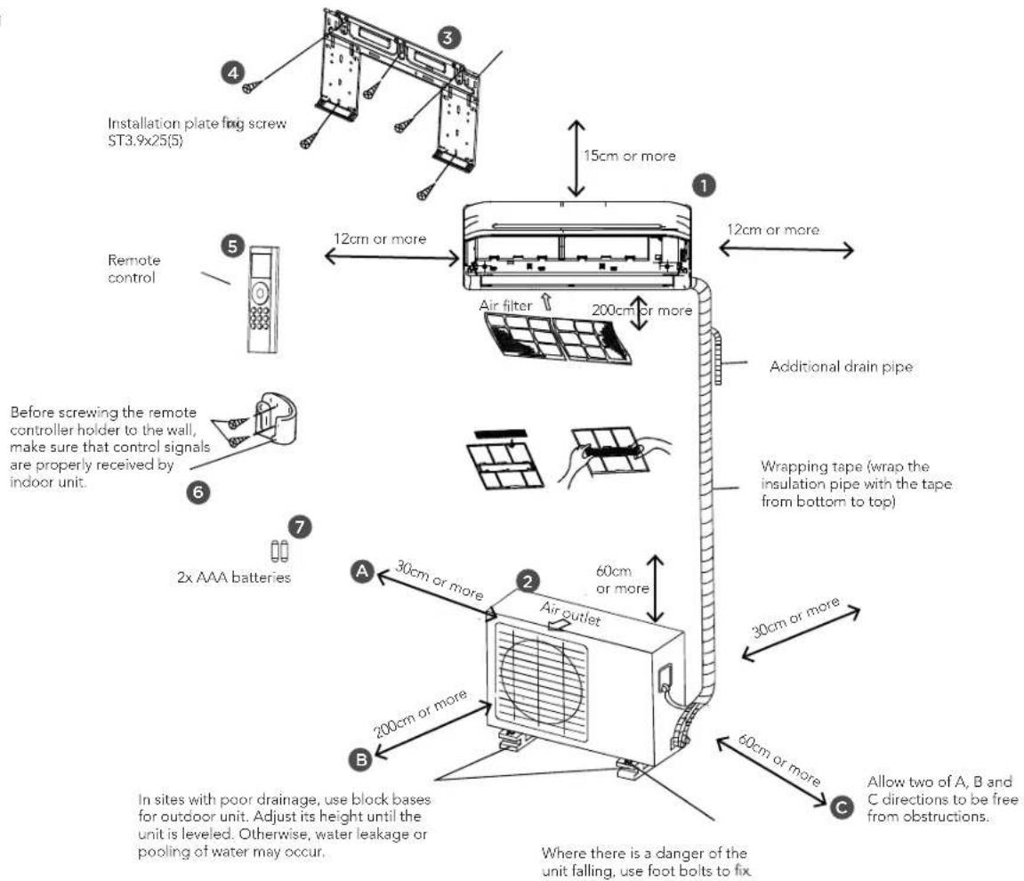 KELVINATOR KSD25HRH - Installation drawing - 1