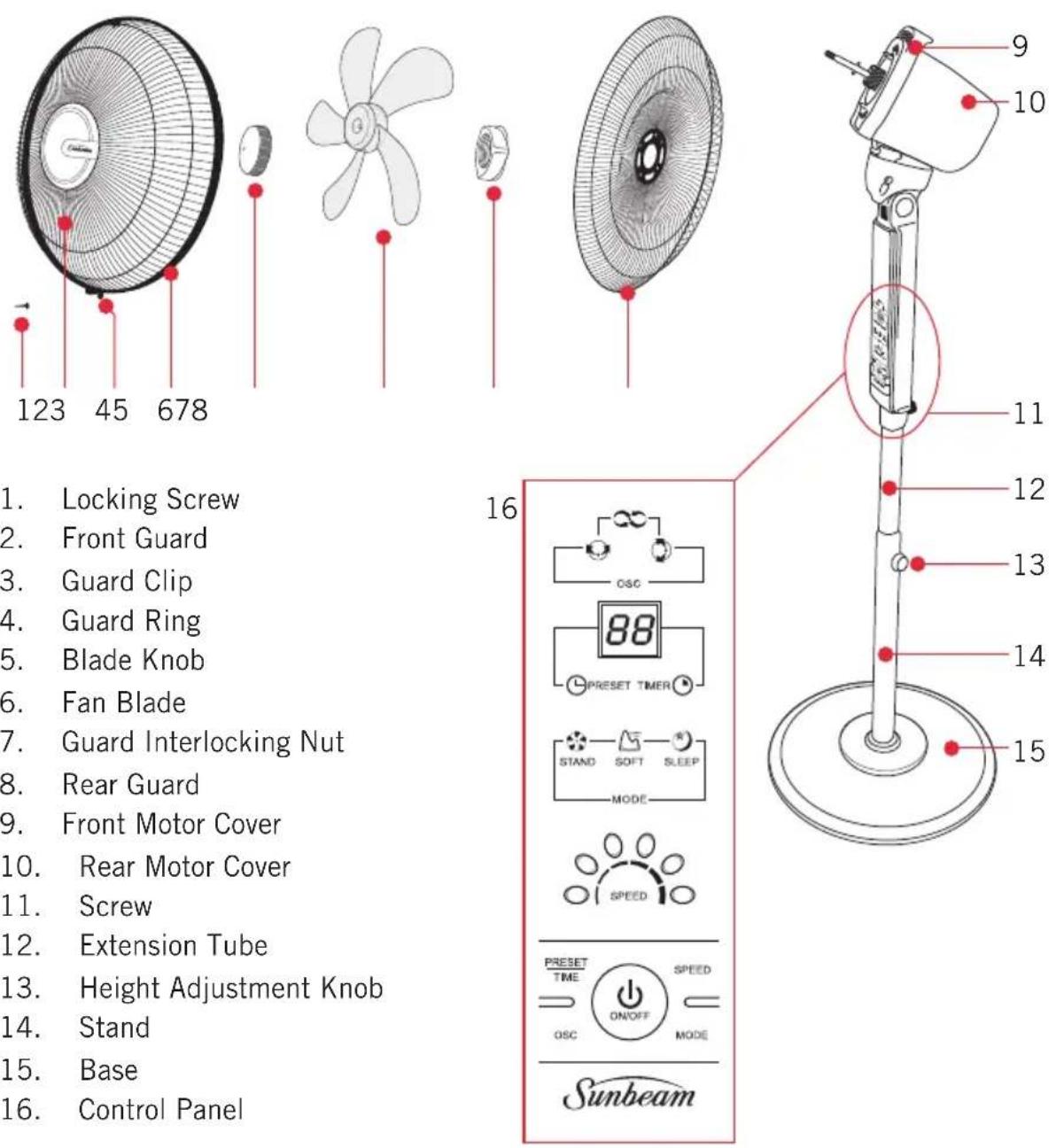 SUNBEAM FA8900 - Parts Identification - 1