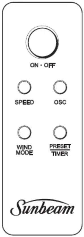 ON • OFF SPEED OSC WIND MODE PRESET TIMER Sunbeam