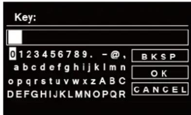 Key: 0123456789. - @, a b c d e f g h i j k l m n o p q r s t u v w x z A B C D E F G H I J K L M N O P Q R B K S P O K C A N C E L