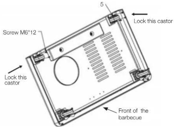 Screw M6*12 5 Lock this castor Lock this castor Front of the barbecue