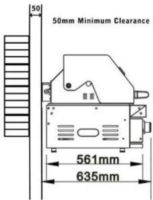 50 50mm Minimum Clearance 561mm 635mm