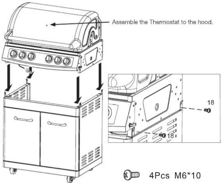 Assemble the Thermostat to the hood. 4Pcs M6*10