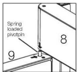 Spring loaded pivotpin 8 9