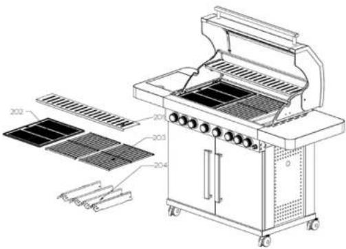 Technical diagram of a 200-gas gray with labeled components and internal structure