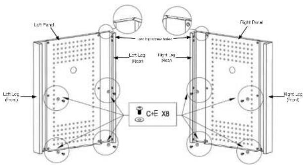 Left Panel Right Panel Left Leg Back Right Leg Back C+E X8 Hand-lead Front