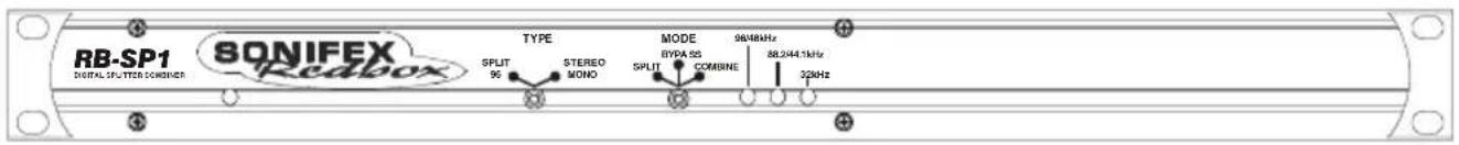 RB-SP1 SONIFEX Redbox TYPE SPLIT 90 STEREO MONO MODE BYPA 55 SPLIT COMBINE 9648kHz 88.2441kHz 32kHz