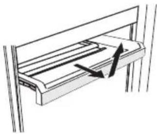 Diagram of a mechanical or architectural component with directional arrows indicating movement (no text or symbols)