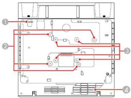 Laptop interior diagram with numbered annotations indicating component layout and connection points