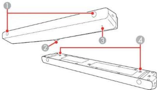 Technical diagram of a mechanical component with numbered parts and red annotation lines indicating assembly or alignment.