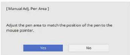 [Manual Adj. Per Area] Adjust the pen area to match the position of the pen to the mouse pointer. Yes No
