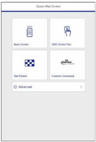 Epson Web Control Basic Control OSO Control Pad Test Pattern Croceron Connected Advanced >
