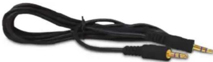 Black audio cable with gold connectors, no text or symbols visible