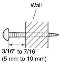 Wall 3/16" to 7/16" (5 mm to 10 mm)