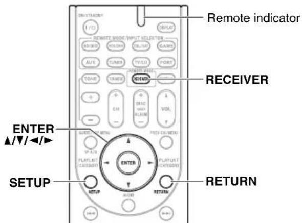 DRIVE/START 1/20 REMOTE MODE/INPUT SELECTOR ROUND KINDA GULU GAME AVS TUNER TWO PORT TONE IN MDE RENEVER RECEIVER + - CH + - BRAC ALUM VOL + - SETUP ENTER ▲/▼/◄► UNIT OF MUN PICK COLDEN IF A/S PLAYLIST CATEGORY ENTER PLAYLIST CATEGORY SETUP RETURN RETURN