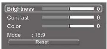 Brightness Contrast Color Mode : 16:9 Reset