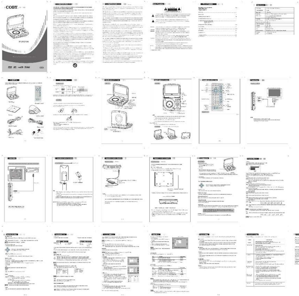 Scanned document page of CoBY device with technical diagrams, specifications, and descriptions in Chinese.