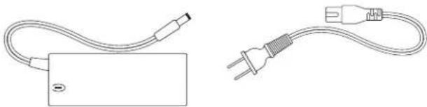 Two types of electrical connectors shown: a rectangular battery and a multi-pin plug, both without any text or symbols.