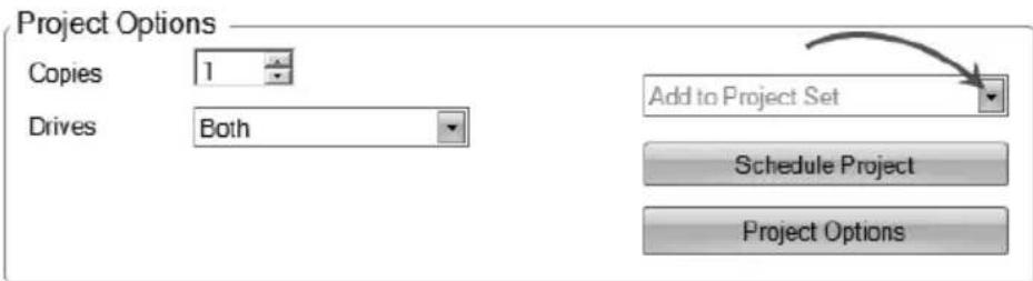 Project Options Copies 1 Drives Both Add to Project Set Schedule Project Project Options