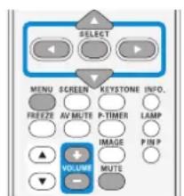 SELECT MENU SCREEN REystone INFO. FREEZ AV MUTE P-TIMER LAMP IMAGE PIN P VOLUME MUTE