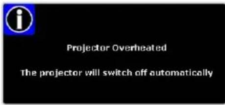 Projector Overheated The projector will switch off automatically