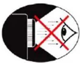 Warning sign with crossed-out eye and computer screen, indicating no text or symbols beyond basic warning.