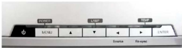 POWER LAMP TEMP MENU ENTER Source Re-sync