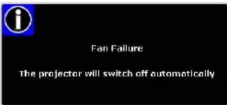 Fan Failure The projector will switch off automatically