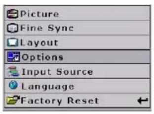 Picture Fine Sync Layout Options Input Source Language Factory Reset