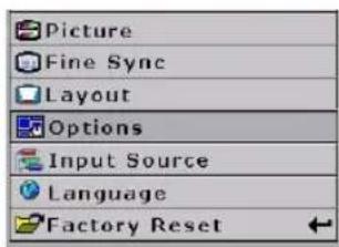 Picture Fine Sync Layout Options Input Source Language Factory Reset