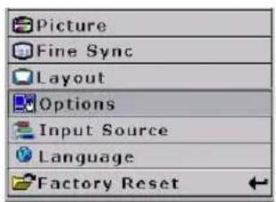 Picture Fine Sync Layout Options Input Source Language Factory Reset
