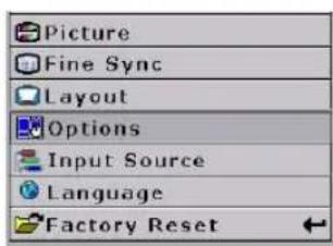 Picture Fine Sync Layout Options Input Source Language Factory Reset