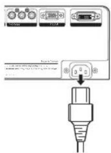Diagram showing connection between a power connector and its cable, with labeled ports and cable specifications.