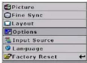 Picture Fine Sync Layout Options Input Source Language Factory Reset